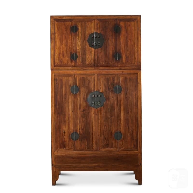 A massive huanghuali-veneered compound warrior chest, Qing dynasty, 19th century | 清十九世紀 貼皮黃花梨四件櫃